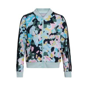 adidas Girls' Zip Front Tricot Bomber Jacket, multicolor